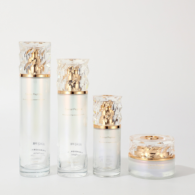 着色されたグラデーション化粧品包装セット プリント空フェイス クリーム ジャー スキンケア ガラス ローション ボトル ポンプ付き 着色されたグラデーション化粧品包装セット プリント空フェイス クリーム ジャー スキンケア ガラス ローション ボトル ポンプ付き