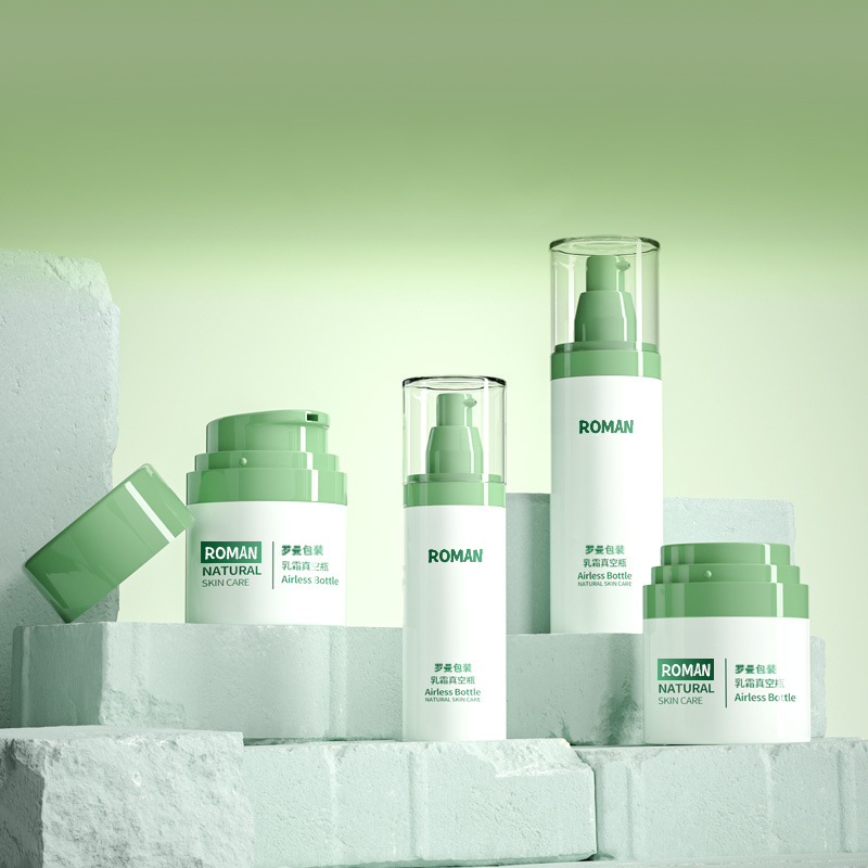 プラスチック化粧品包装フェイシャルクリームボトル 30 ミリリットル 50 ミリリットル 80 ミリリットルグリーンエアレスポンプボトルセット電気メッキ付きアンチエイジング血清ボトル プラスチック化粧品包装フェイシャルクリームボトル 30 ミリリットル 50 ミリリットル 80 ミリリットルグリーンエアレスポンプボトルセット電気メッキ付きアンチエイジング血清ボトル