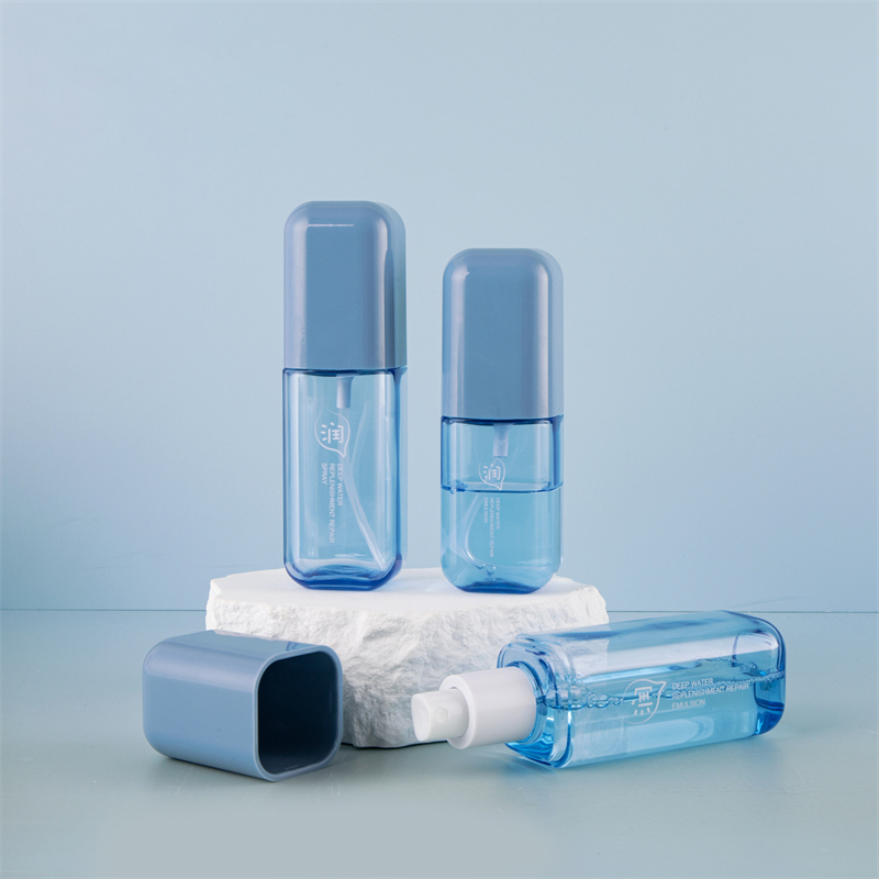 80 ミリリットル 100 ミリリットル 120 ミリリットル厚壁 PET プラスチックブルー化粧品設定スプレーなだめる保湿ボトル