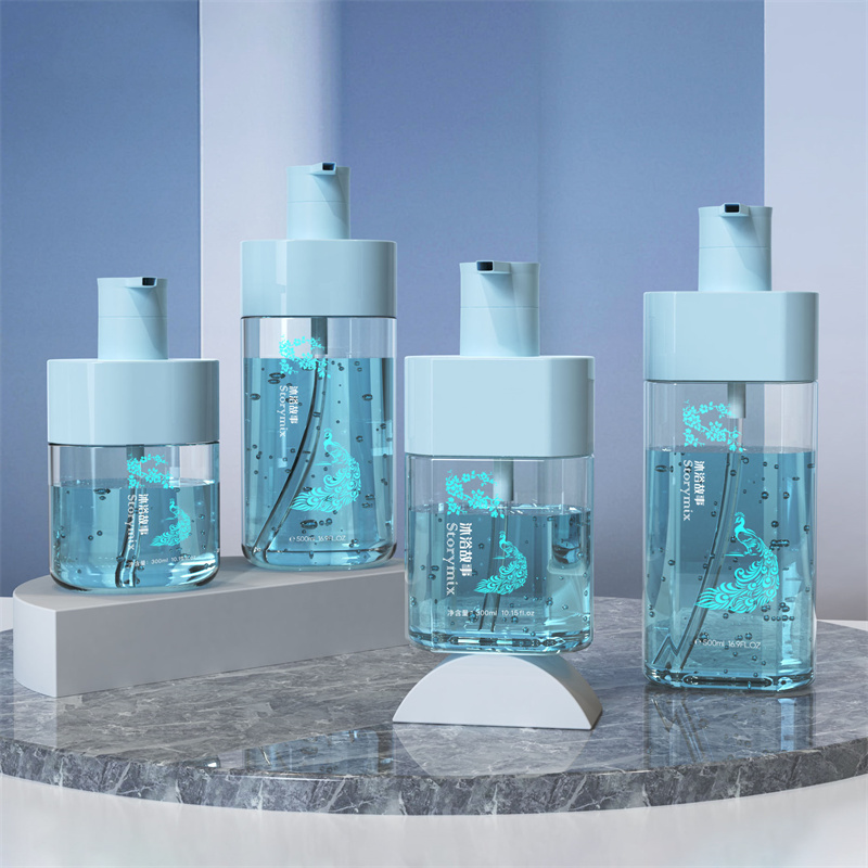 高級 300 ミリリットル 500 ミリリットルオーバルボディウォッシュプレスローションポンプボトル大人子供用保湿シャワージェルローション美白バブル特徴アミノ酸