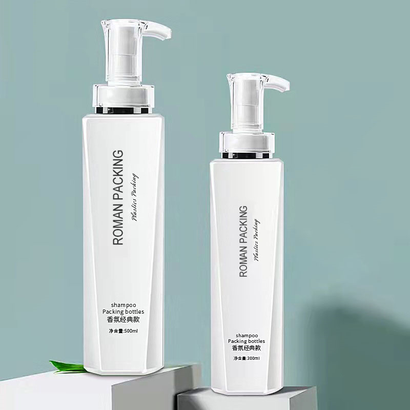 高級白 300 ミリリットル 500 ミリリットル長くてスリムなローションポンプシャンプーボトルシャワージェルボディウォッシュ包装ゴールドポンプ