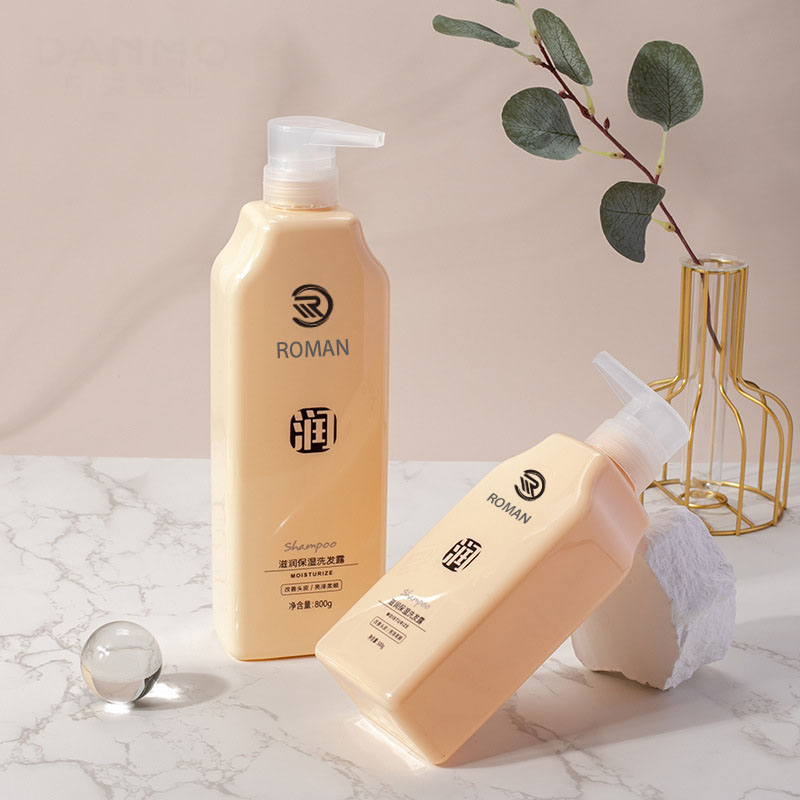 500 ミリリットル 800 ミリリットル黄色のプラスチックボディミルクローションポンプ PET プラスチック化粧品ソフトタッチ感シャンプースクイズボトル